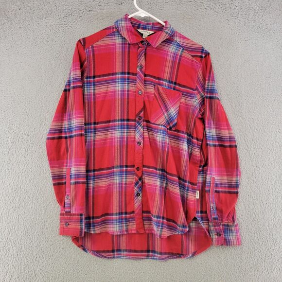 Orvis Flannel Shirt Womens S Red Plaid Oversized Light Button Up Outdoors - Picture 1 of 16